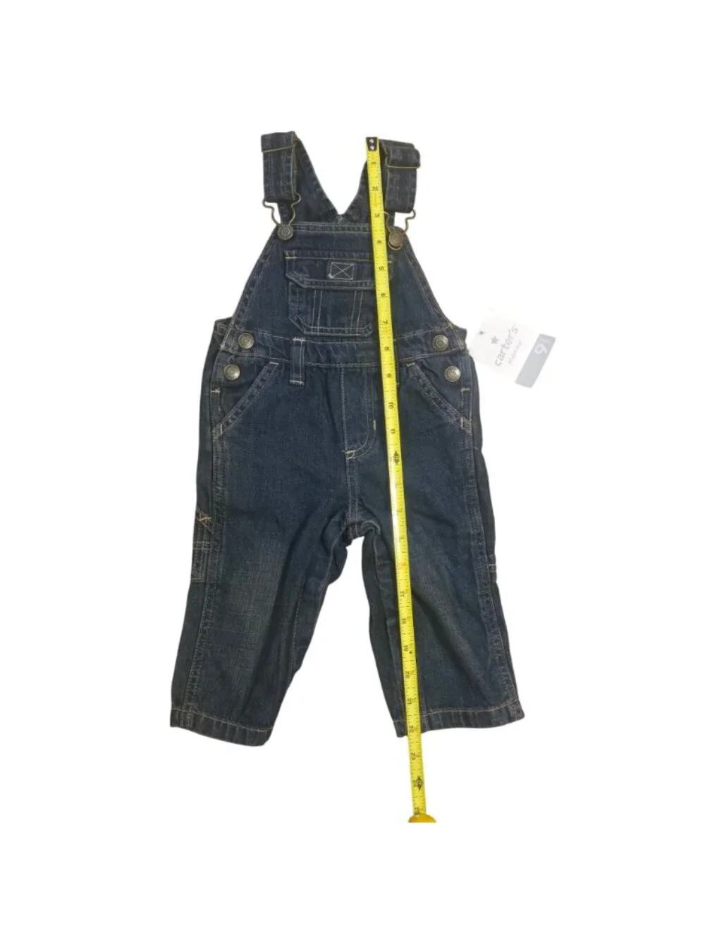 Carters Baby Denim Overalls 9 Months Adjustable Straps Front Back Pockets NWT